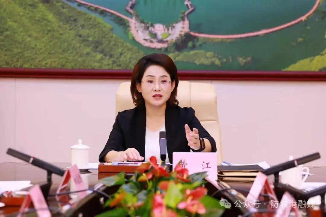 10月21日,市委书记黄江主持召开防城港国际医学开放试验区专班工作汇报会。图为黄江讲话。.webp
